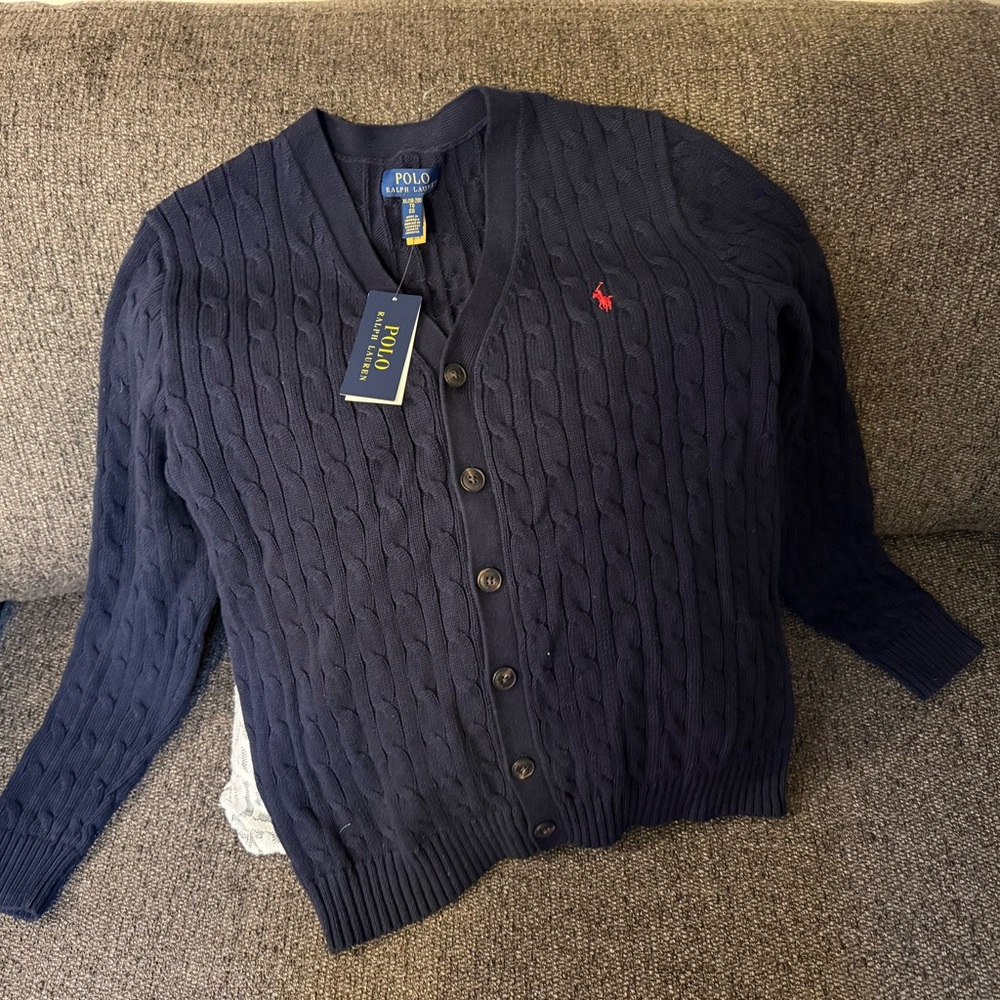Ralph Lauren Navy Blue Cardigan Sweater NWT